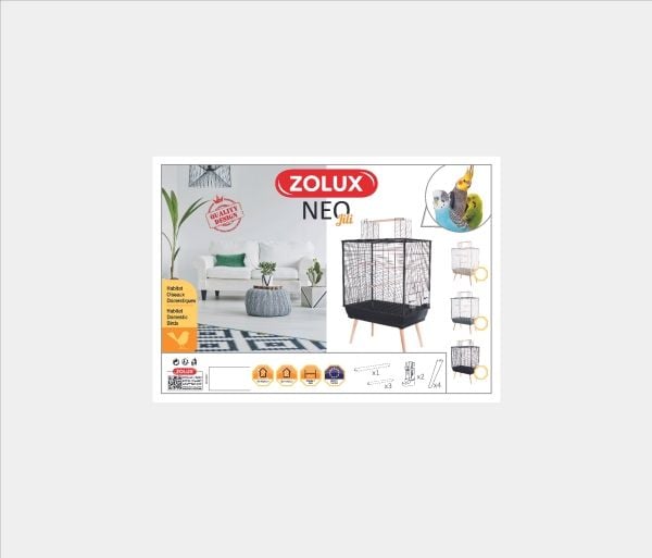 Zolux Neo Jili H80 Grey, bird cage, 78x81x48cm