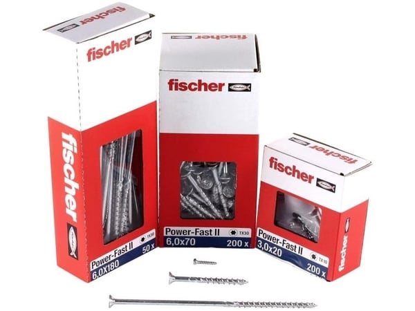 Fischer 670468, Skruv, Metall, Trä, Allmän användning, Delvis gängad, Platt huvud