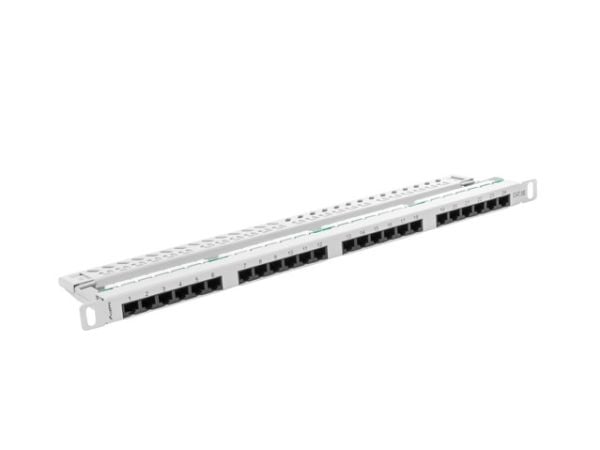 Lanberg PPU5-0024-S - Koblingspanel - rackmonterbar - CAT 5e - UTP - RJ-45 X 24 - RAL 7035, grå - 0.5U - 19"