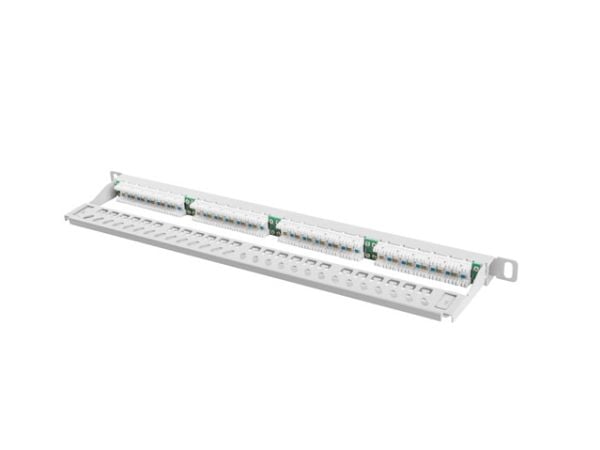 Lanberg PPU5-0024-S - Koblingspanel - rackmonterbar - CAT 5e - UTP - RJ-45 X 24 - RAL 7035, grå - 0.5U - 19"