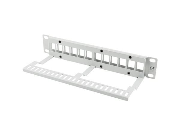 Lanberg PPKS-9112-S - Pluggbord (blankt) - rackmonterbar - grå - 1U - 10" - 12 porter