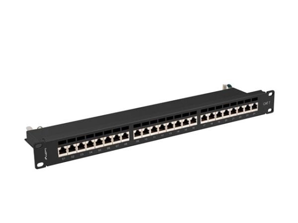 Lanberg PPS7-1024-B - Koblingspanel - CAT 7 - STP - RJ-45 X 24 - RAL 9004, svart - 1U - 19"