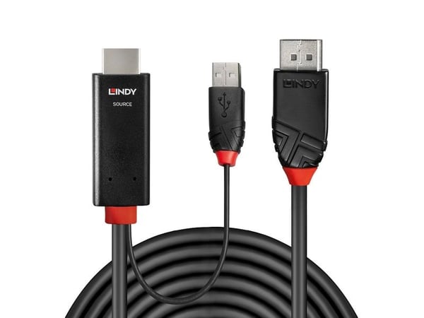Lindy 41500, 3 m, HDMI + USB Type-A, DisplayPort, Uros, Uros, Suora