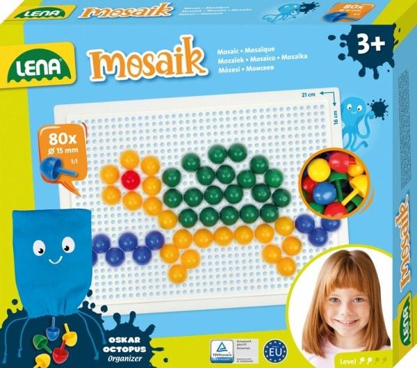 Lena Mosaik SM35624, 3 år, Gutt/Jente, Flerfarget, 80 stykker, Tsjekkisk Republikk, 30 mm