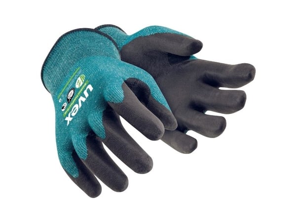 Uvex 60090, Fabrikkhansker, Sort, Grønn, Voksen, Unisex, Cut resistant, 1 stykker