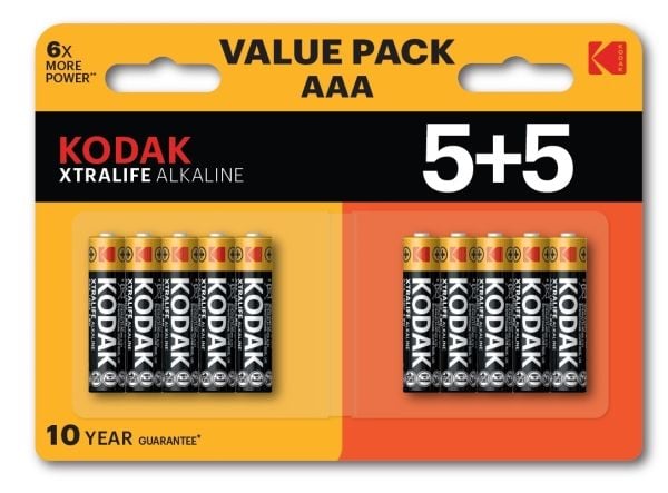 Kodak XTRALIFE alkaliparisto AAA 10 (5+5 pakkaus)
