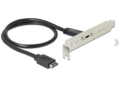Delock Slot bracket - USB-panel - 20-stifts USB 3.1-header (hann) til USB-C (hunn) - 20 V - 3 A - 50 cm - svart