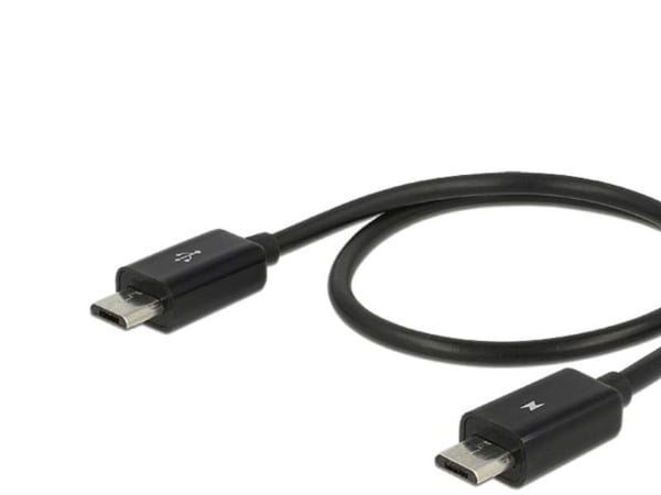 Delock Power Sharing Cable - USB-kabel - Micro-USB type B (hann) til Micro-USB type B (hann) - USB 2.0 OTG - 30 cm - svart