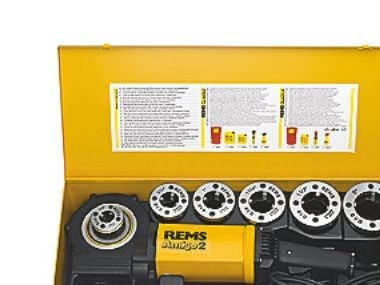REMS elektrisk gängskärare AMIGO 2 med snabbväxlingsinsatser för vänster och höger rörgängor 1/2"-2" 540020