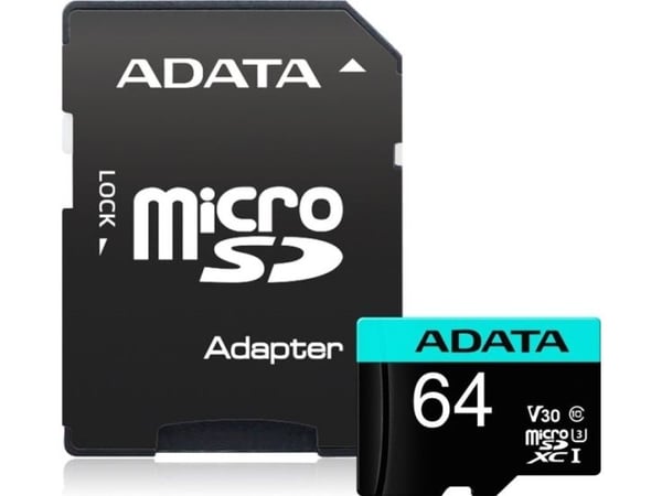 ADATA Premier Pro V30S - Flashminnekort (SD-adapter inkludert) - 64 GB - A2 / Video Class V30 / UHS-I U3 / Class10 - microSDXC UHS-I