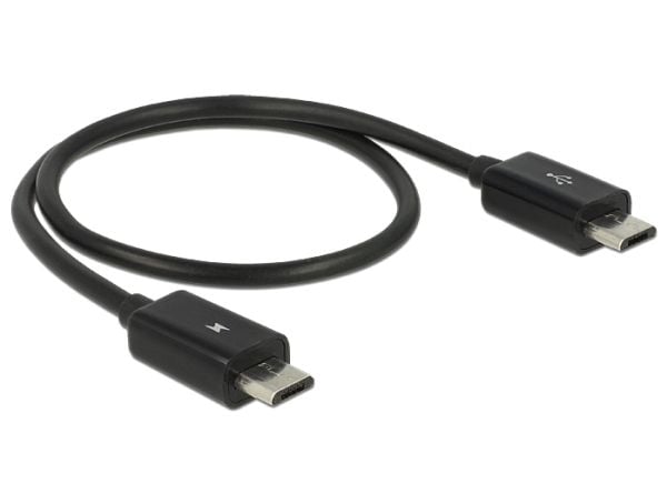 Delock Power Sharing Cable - USB-kabel - Micro-USB type B (hann) til Micro-USB type B (hann) - USB 2.0 OTG - 30 cm - svart