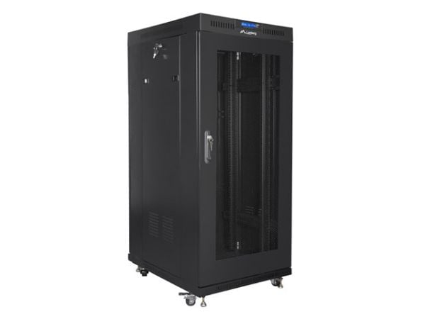 Lanberg - Rack skap - med 4 kjølevifter, display - svart, RAL 9004 - 15U - 19"