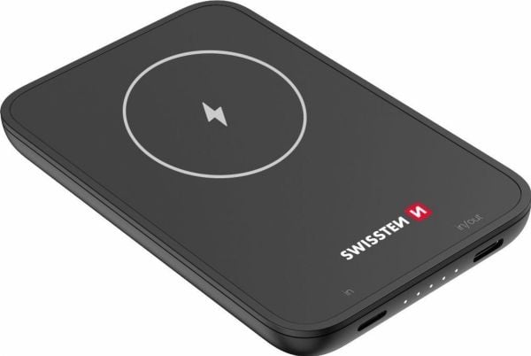 Swissten 22013970, 5000 mAh, Trådløs lading, Sort