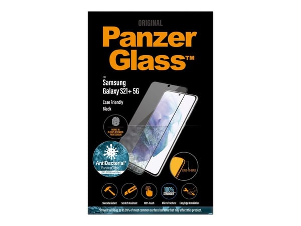 PanzerGlass - Skjermbeskyttelse for mobiltelefon - glass - krystallklar, svart rand - for Samsung Galaxy S21+ 5G