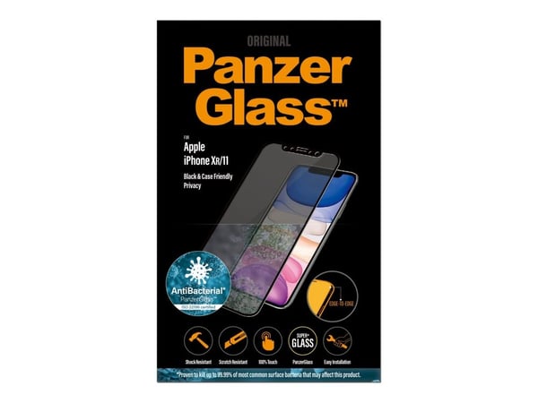 PanzerGlass™ | Personvern og etuivennlig - Skjermbeskytter for mobiltelefon - Kant-til-kant-passform - Rammefarge svart | Apple iPhone 11/XR