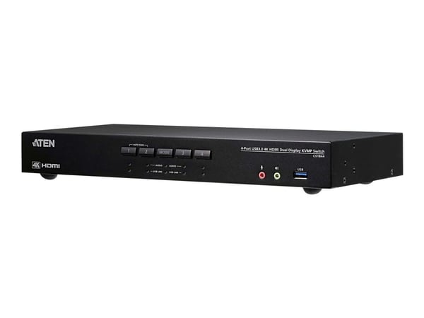 ATEN CS1844 4-Port USB 3.0 4K HDMI Dual Display KVMP Switch - KVM / lyd / USB-svitsj - 4 x KVM/lyd/USB - 1 lokalbruker - stasjonær