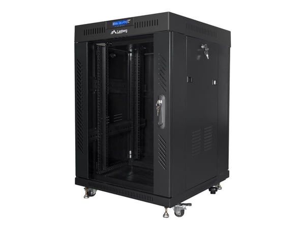 Lanberg - Rack skåp - med skärm, 2 kylfläktar - svart, RAL 9004 - 15U - 19"