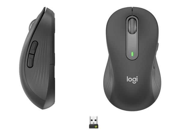 Logitech Signature M650, Vasenkätinen, Optinen, RF Wireless + Bluetooth, 2000 DPI, Grafiitti