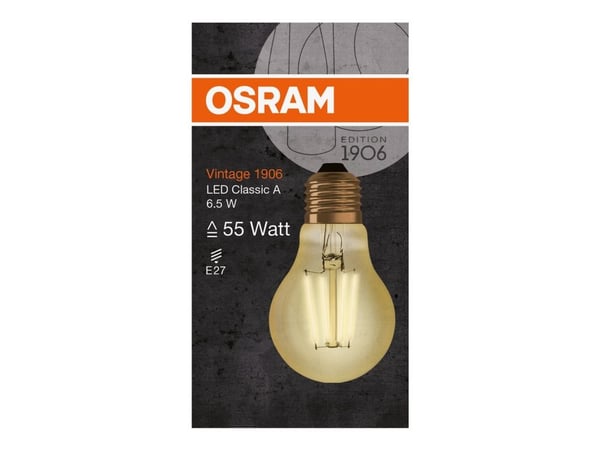 OSRAM Vintage 1906 - LED hehkulamppu - muoto: A60 - E27 - 6,5 W (vastaa 55 W) - luokka F - lämmin valkoinen valo - 2400 K