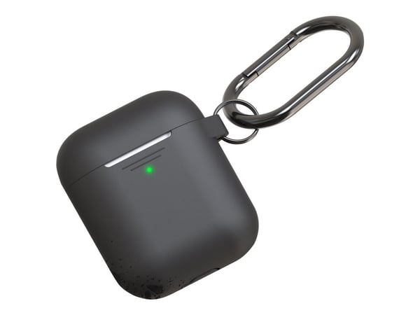 KeyBudz Elevate avaimenperä - Langattomien kuulokkeiden kotelo - pehmeä silikoni - musta - Apple AirPods -laitteille (1. sukupolvi, 2. sukupolvi)