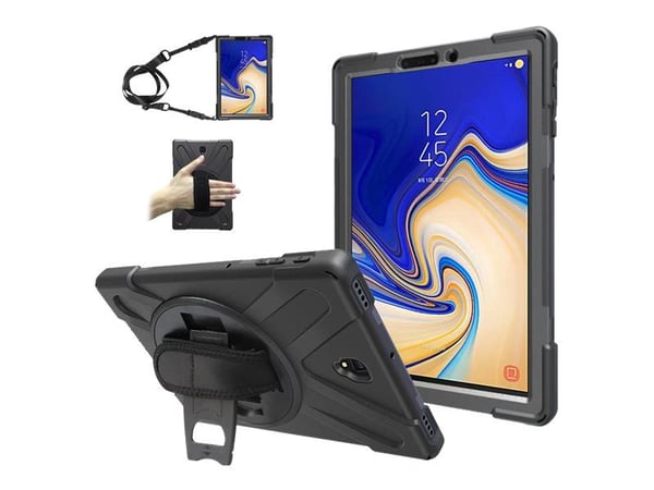 eSTUFF Defender Case - Bagsidecover til nettbrett - grov - silikon, polykarbonat - sort - 10,5" - for Samsung Galaxy Tab A (2018) (10,5 tommer)
