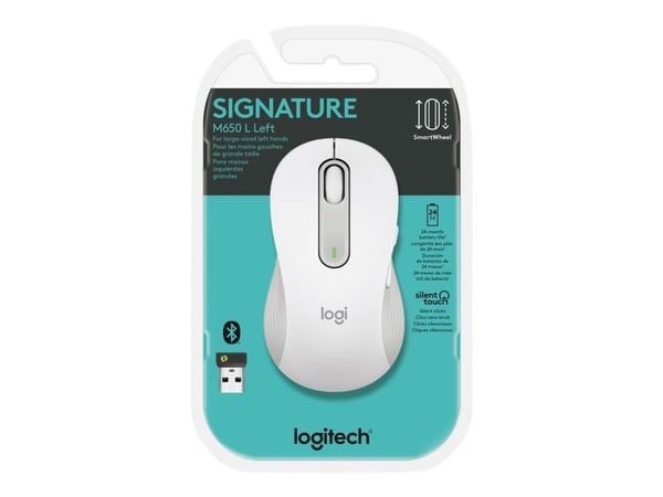 Logitech Signature M650, Oikeakätinen, Optinen, RF Wireless + Bluetooth, 2000 DPI, Valkoinen