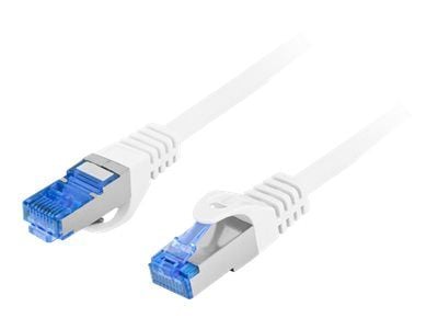 Lanberg - Patch-kabel - RJ-45 (hane) till RJ-45 (hane) - S/FTP - CAT 6a - formpressad, hakfri - vit, RAL 9010
