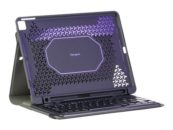 Targus Pro-Tek Education - Tastatur og folioveske (boks) - trådløs - Bluetooth 5.1 - Tysk - svart tastatur, svart boks - for Apple 10.2-inch iPad (...