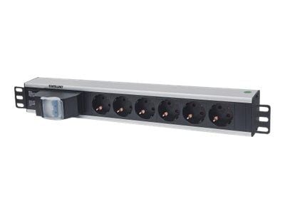 Intellinet 19" 1.5U Rackmount 6-Way Power Strip - German Type", Double Air Switch, ei ylijännitesuojaa, 1.6m virtajohto - Virranjakoyksikkö (rack-v...