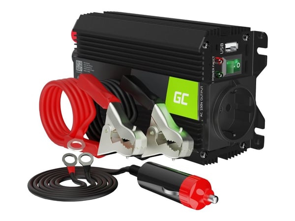 Green Cell PRO - DC til AC-omformer - DC 12 V - 300 Watt - utgangskontakter: 1 - svart