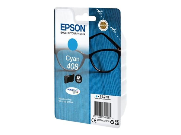 Epson 408 - 14.7 ml - hög kapacitet - cyan - original - blister - bläckpatron - för WorkForce Pro WF-C4810DTWF