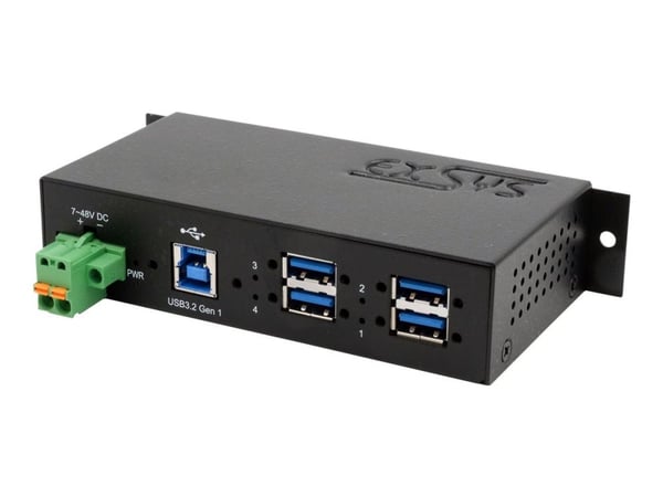 Exsys EX-1185HMVS-2 - Hub - 4 x USB 3.2 Gen 1 - DIN-skinnemonterbar - DC-strøm