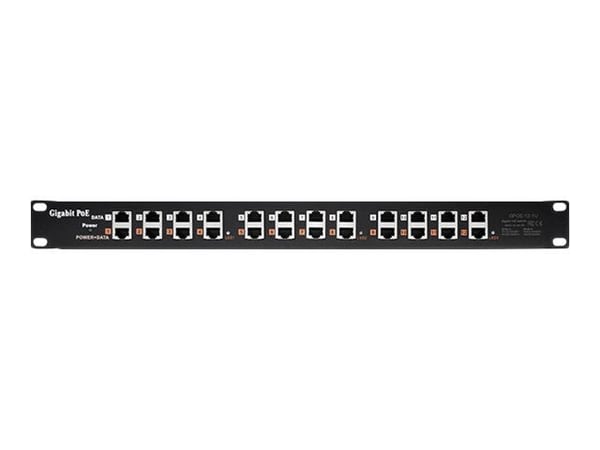 Qoltec - Strøminjektor (kan monteres i rack) - AC 220-240 V - utgangskontakter: 12 - svart