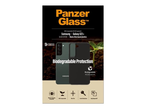 PanzerGlass - Bagsidecover til mobiltelefon - bio plastik - sort - for Samsung Galaxy S22+