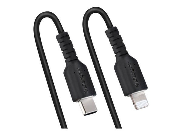 Startech 1m (3ft) USB C to Lightning Cable, MFi Certified, Coiled iPhone Charger Cable, Black, Durable and Flexible TPE Jacket Aramid Fiber, Heavy ...