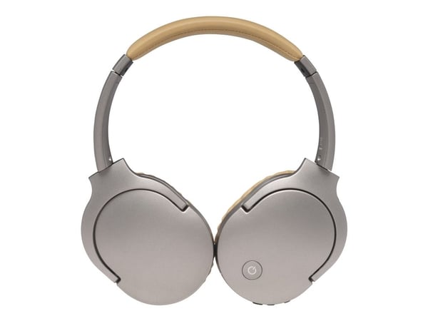 DENVER BTN-207 - Hodetelefoner med mikrofon - full størrelse - Bluetooth - trådløs, kablet - aktiv støydemping - 3,5 mm jakk - sand
