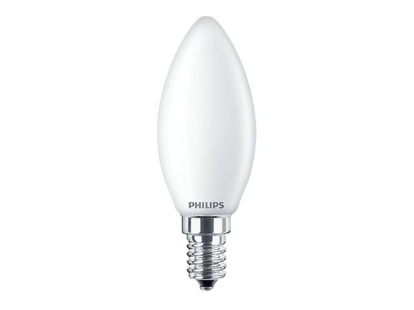 Philips - LED-lyspære - form: B35 - mattslipt finish - E14 - 6.5 W (ekvivalent 65 W) - klasse E - varmt hvitt lys - 2700 K
