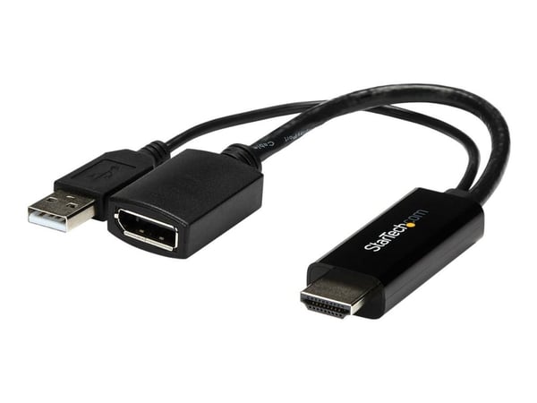 Startech 4K 30Hz HDMI to DisplayPort Video Adapter w/ USB Power - 6 in - HDMI 1.4 (Male) to DP 1.2 (Female) Active Monitor Converter (HD2DP) - Adap...