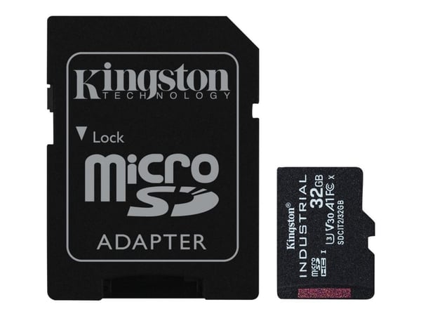 Kingston Industrial - Flashminnekort (microSDHC til SD-adapter inkludert) - 32 GB - A1 / Video Class V30 / UHS-I U3 / Class10 - microSDHC UHS-I