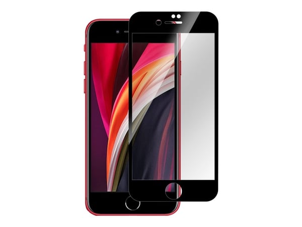 eSTUFF Titan Shield - Skjermbeskyttelse for mobiltelefon - full deksel - glass - rammefarge svart - for Apple iPhone SE (2nd generation)