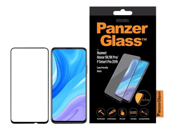 PanzerGlass - Skjermbeskyttelse for mobiltelefon - glass - rammefarge svart - for Honor 9X
