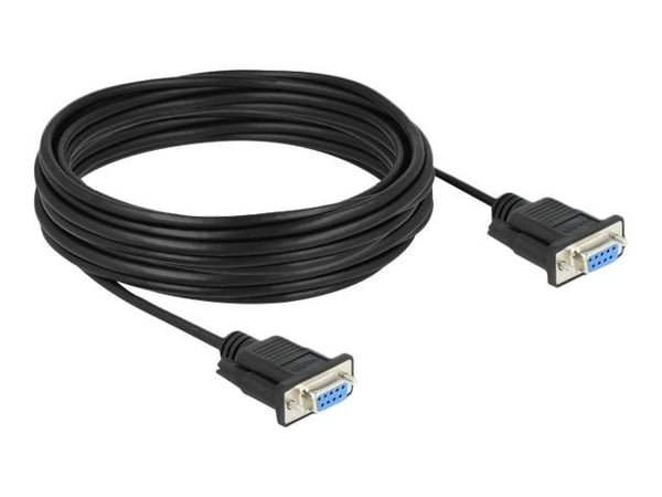 Delock - Null modem-kabel - DB-9 (hunn) til DB-9 (hunn) - 10 m - tommelskruer - svart