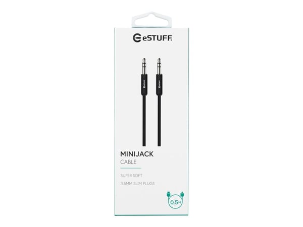 eSTUFF - Lydkabel - mini-phone stereo 3.5 mm hann til mini-phone stereo 3.5 mm hann - 50 cm - svart