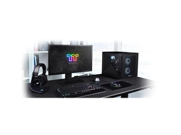 Thermaltake Divider 200 TG Air - Micro case - micro ATX - sidepanel med vindu (herdet glass) - ingen strømforsyning (PS/2) - svart - USB/lyd