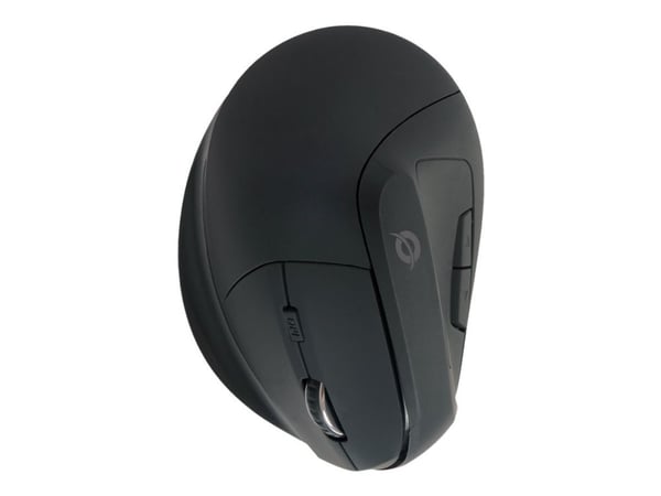Conceptronic LORCAN03B ERGO - Vertikal mus - ergonomisk - høyrehendt - optisk - 6 knapper - trådløs - Bluetooth 5.2 - svart