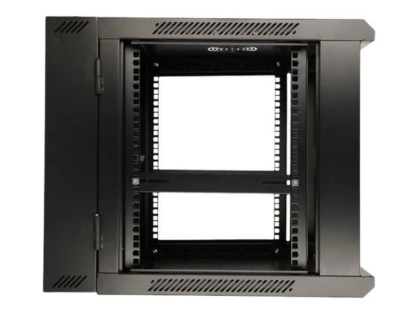 Extralink 9U 600X600 AZH WALL-MOUNTED RACKMOUNT CABINET SWING TYPE BLACK, Seinään asennettava laitekehikko, 9U, 60 kg, Näppäinlukko, Kotelon kiskot...