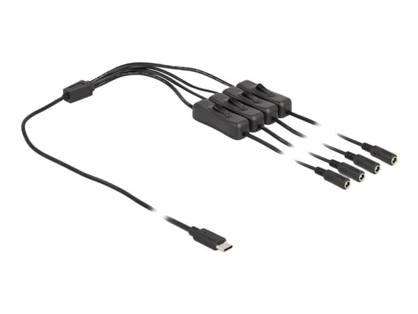 Delock - Virranjakaja - USB-C (uros) DC-liitäntään 5,5 x 2,1 mm (naaras) - 1 m - musta