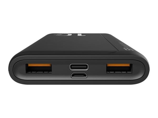 Silicon Power QP15 - Strømbank - 10000 mAh - 18 watt - 3 A - PD, QC 3.0 - 3 utgangskontakter (2 x USB, USB-C) - svart