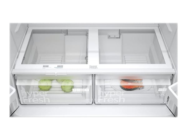 Siemens iQ300 KF96NVPEA - Kjøleskap/fryser - side-ved-side - bredde: 91 cm - dybde: 73.1 cm - høyde: 183 cm - 605 liter - Klasse E - rustfritt stål