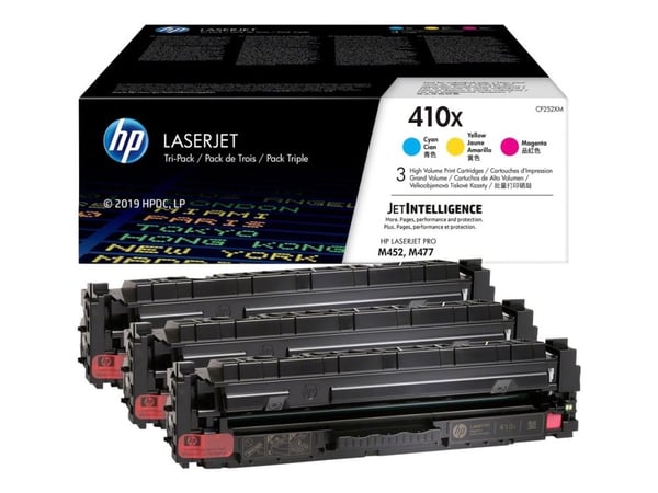 HP 410X alkuperäiset riittoisat LaserJet -värikasetit, syaani/magenta/keltainen, kolmoispakkaus, 5000 sivua, Syaani, Magenta, Keltainen, 3 kpl